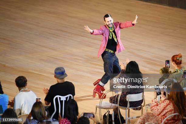 Designer Marc Jacobs walks the runway finale during the Marc Jacobs Spring 2020 Runway Show at Park Avenue Armory on September 11, 2019 in New York...
