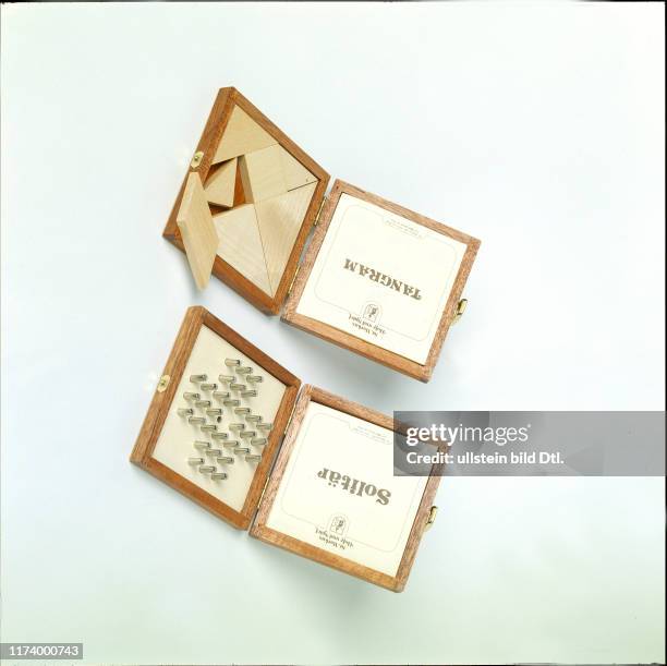 Wooden games; Tangram and Solitaire 1980