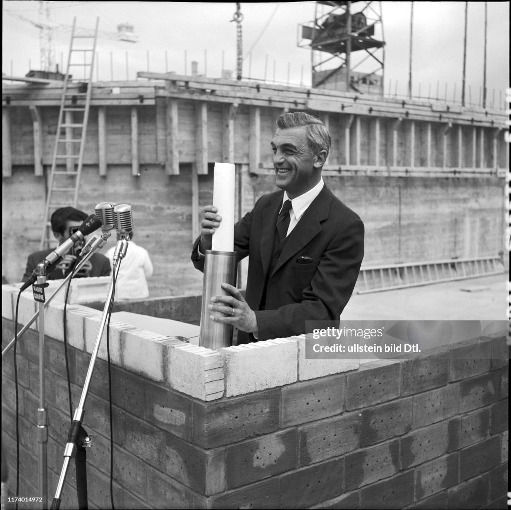 Felix Bloch at laying of the foundation stone of CERN in Meyrin 1955