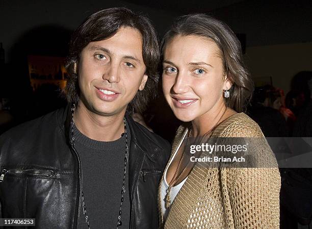 Jonathan Cheban and Anna Anisimova during Cirque du Soleil's "DELIRIUM" at Tupelo Grill in New York City, New York, United States.