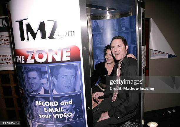 Guests enjoy the TMZ photo booth during TMZ Celebrates Its One Year Anniversary - Red Carpet and Inside at Republic in West Hollywood, California,...