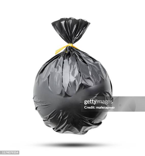 garbage bag on white background - garbage can stock pictures, royalty-free photos & images
