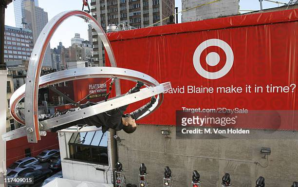 David Blaine during David Blaine Begins Target Thanksgiving Challenge High Above New York City's Times Square - Day 1 at Times Square in New York...