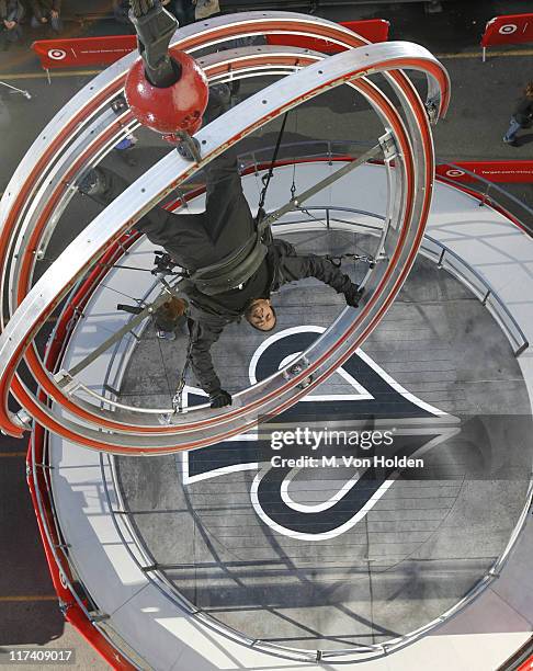 David Blaine during David Blaine Begins Target Thanksgiving Challenge High Above New York City's Times Square - Day 1 at Times Square in New York...