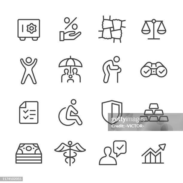 insurance icons set - line series - life insurance stock illustrations