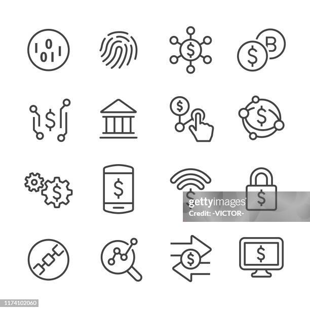 finanz- und technologie-ikonen - line series - crowdfunding stock-grafiken, -clipart, -cartoons und -symbole