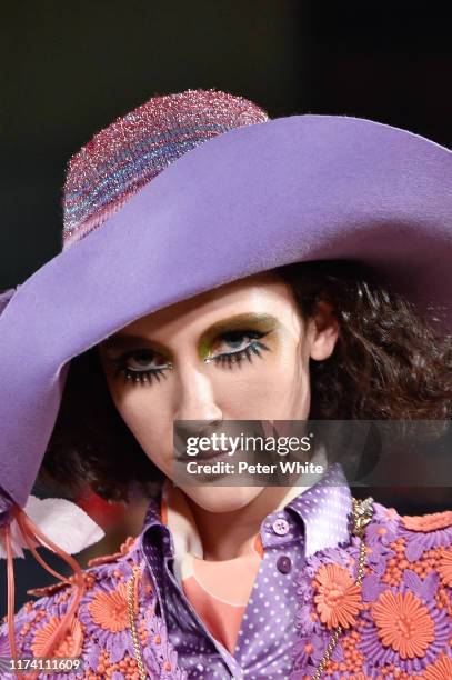 Detailed view of a model's fashion in the runway during the Marc Jacobs Spring 2020 Runway Show at Park Avenue Armory on September 11, 2019 in New...