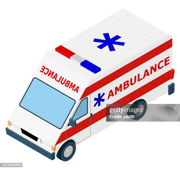 isometric ambulance car. - cpr stock illustrations