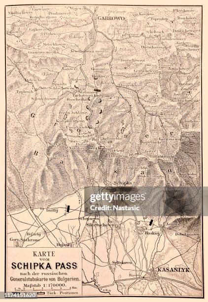 battle of shipka pass map - bulgaria stock illustrations