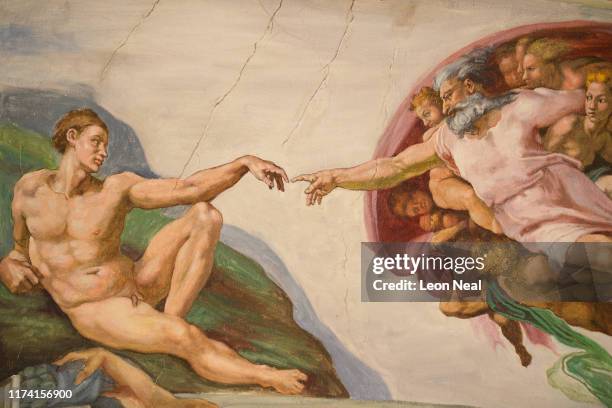 Untitled", a miniature replica of the Sistine Chapel in the Vatican, created by artist Maurizio Cattelan, is seen at Blenheim Palace on September 12,...