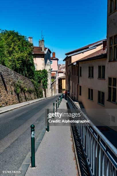 the hill leading to basilica notre dame de fourviere in lyon, france - digital summr in lyon stock pictures, royalty-free photos & images