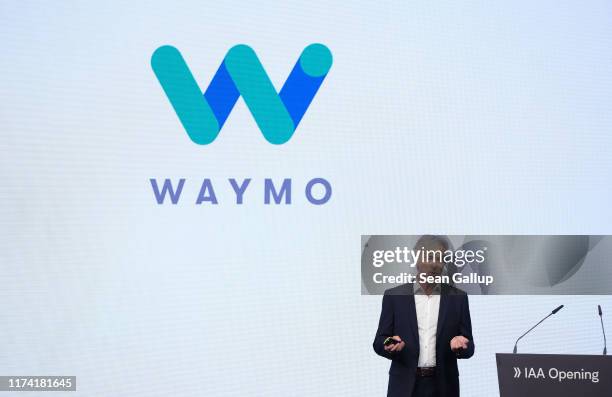 John Krafcik, CEO of Waymo, speaks at the opening event of the IAA 2019 Frankfurt Auto Show on September 12, 2019 in Frankfurt am Main, Germany. The...