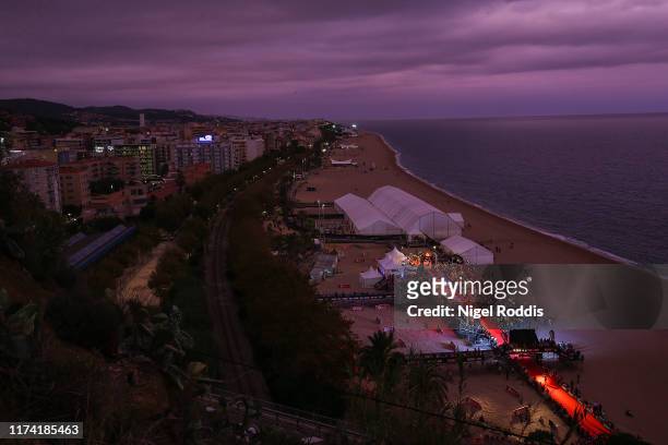 General view of the finish line of Ironman Barcelona on October 6, 2019 in Barcelona, Spain.
