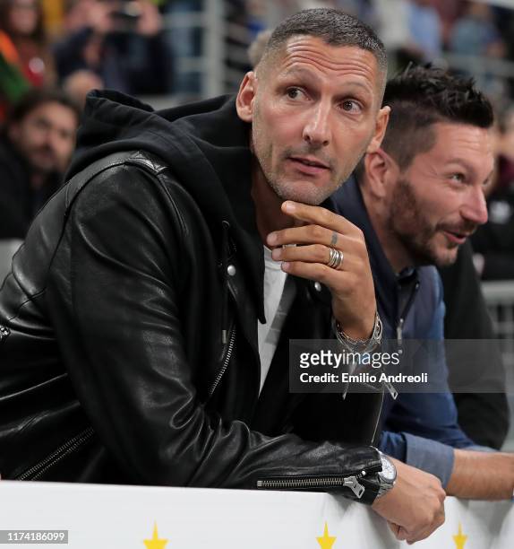Internazionale former player Marco Materazzi attends the Serie A match between FC Internazionale and Juventus at Stadio Giuseppe Meazza on October 6,...