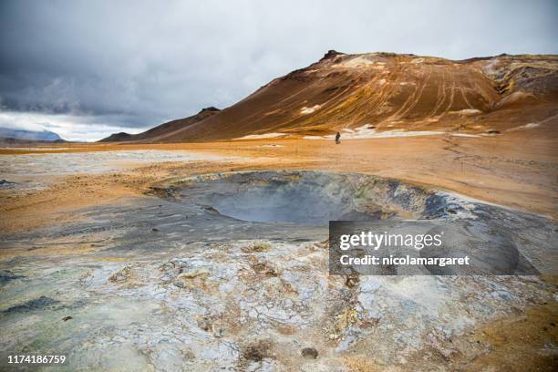 mudpots and fumeroles at hverir national park, iceland - myvatn stock pictures, royalty-free photos & images