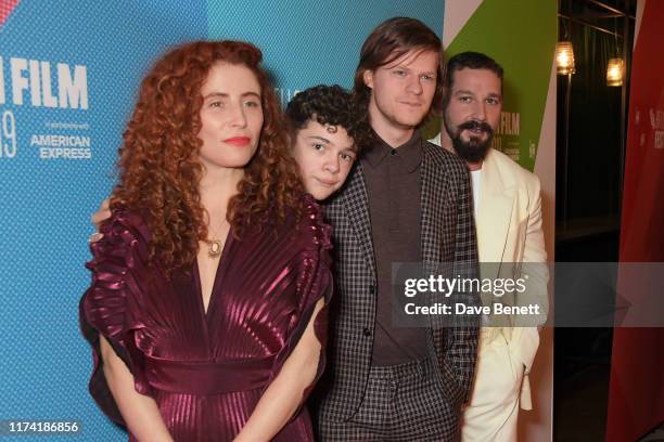 Alma Har'el, Noah Jupe, Lucas Hedges and Shia LaBeouf attend the European Premiere of "Honey Boy" during the 63rd BFI London Film Festival at Vue...