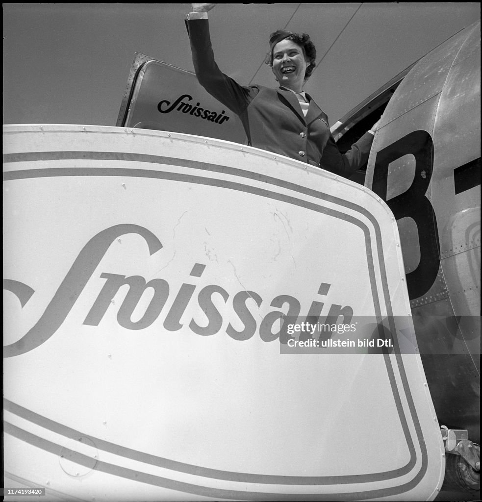 Swissair Stewardess Heidi Jaeger in den vierziger Jahren