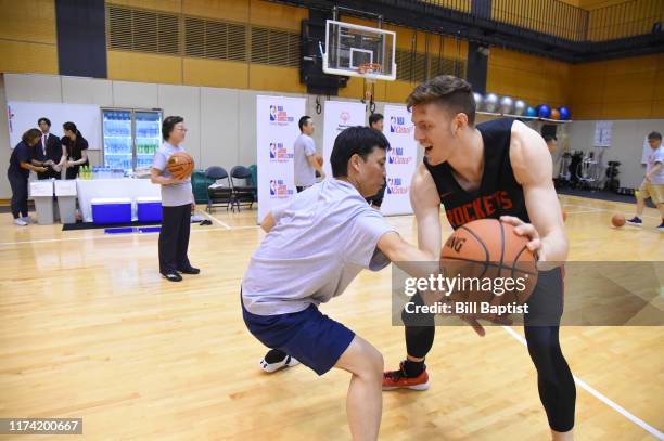 Isaiah Hartenstein of the Houston Rockets during the NBA Cares Special Olympics Unified Clinic part of the 2019 NBA Japan Games at a training...