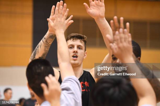 Isaiah Hartenstein of the Houston Rockets during the NBA Cares Special Olympics Unified Clinic part of the 2019 NBA Japan Games at a training...