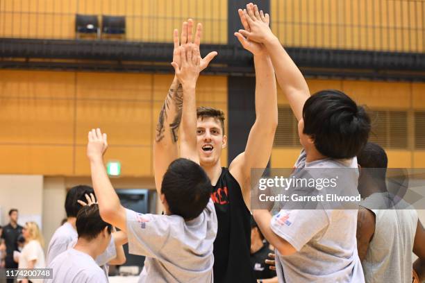 Isaiah Hartenstein of the Houston Rockets during the NBA Cares Special Olympics Unified Clinic part of the 2019 NBA Japan Games at a training...