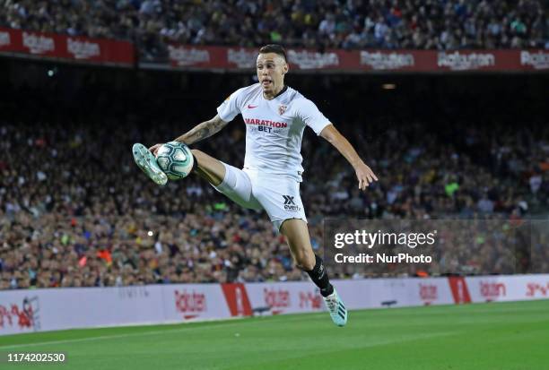 Lucas Ocampos during the match between FC Barcelona and Sevilla FC, corresponding to the week 8 of the spanish Liga Santarder, on 06th October 2019,...