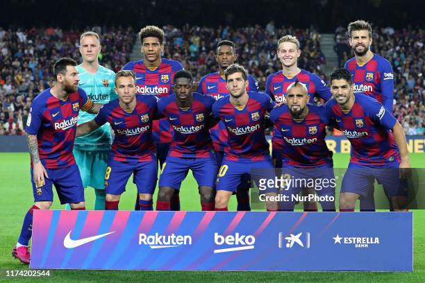 Barcelona team during the match between FC Barcelona and Sevilla FC, corresponding to the week 8 of the spanish Liga Santarder, on 06th October 2019,...