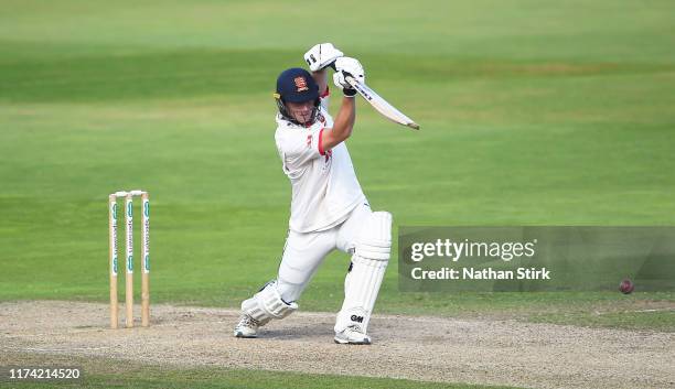 Tom Wesley of Essex bats during the County Championship Division One match between Warwickshire and Essex at Edgbaston on September 12, 2019 in...