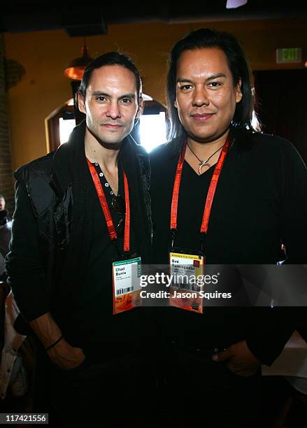 Chad Burris and Bird Runningwater during 2007 Sundance Film Festival - Native Forum Brunch at Fiore in Park City, Utah, United States.