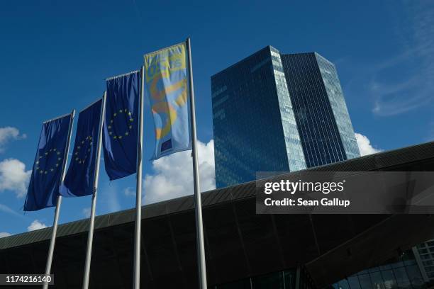 The headquarters of the European Central Bank stands on September 12, 2019 in Frankfurt am Main, Germany. Earlier in the day ECB President Mario...