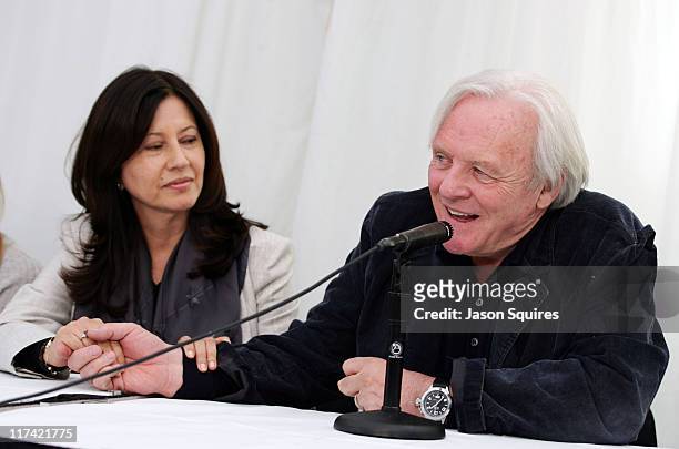 Stella Arroyave and Anthony Hopkins during 2007 Sundance Film Festival - "Slipstream" Press Conference at Yarrow in Park City, Utah, United States.