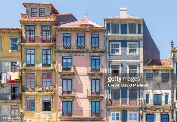 building facades of porto, portugal - portugal tiles stock pictures, royalty-free photos & images