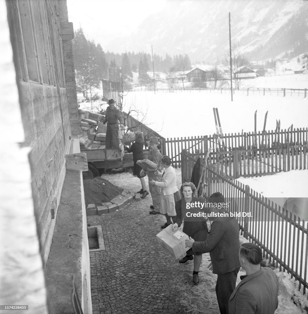 Christmas in the destroyed village Blausee-Mitholz 1947