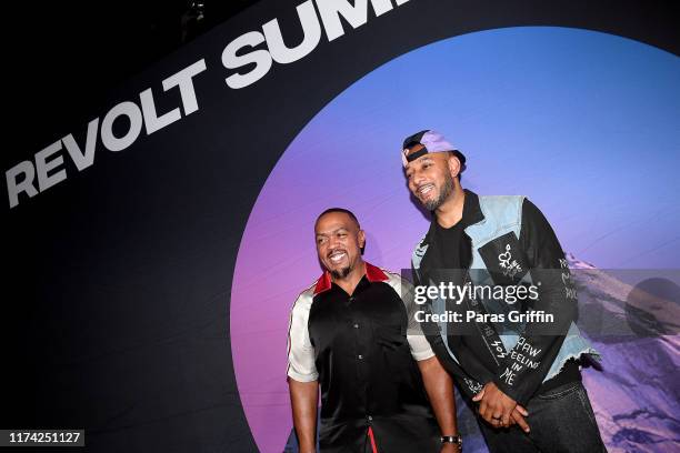 Artists Timbaland and Swizz Beatz attend day 1 of REVOLT Summit x AT&T Summit on September 12, 2019 in Atlanta, Georgia.