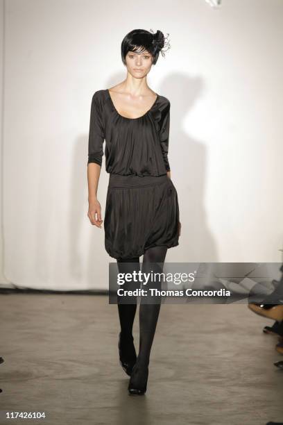 Fabiana Semprebom wearing Malandrino Fall 2007 during Mercedes-Benz Fashion Week Fall 2007 - Malandrino - Runway at Chelsea Art Museum in New York...