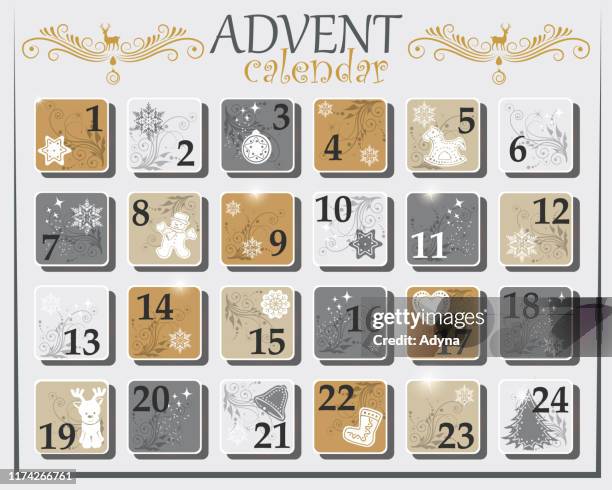 einfacher adventskalender - christmas calendar stock-grafiken, -clipart, -cartoons und -symbole