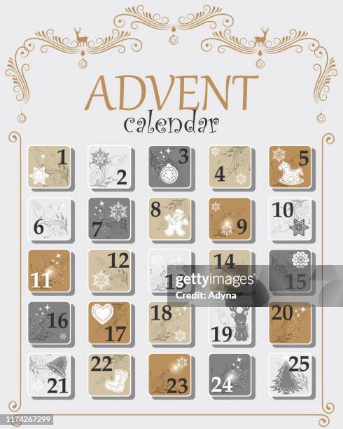 weißer adventskalender - advent calendar surprise stock-grafiken, -clipart, -cartoons und -symbole