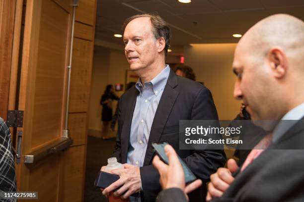 William G Kaelin Jr., shared recipient of the 2019 Nobel Prize in Physiology or Medicine arrives to a press conference at Dana Farber Cancer...