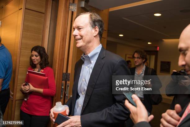 William G Kaelin Jr., recipient of the 2019 Nobel Prize in Physiology or Medicine arrives to a press conference at Dana Farber Cancer Institute on...