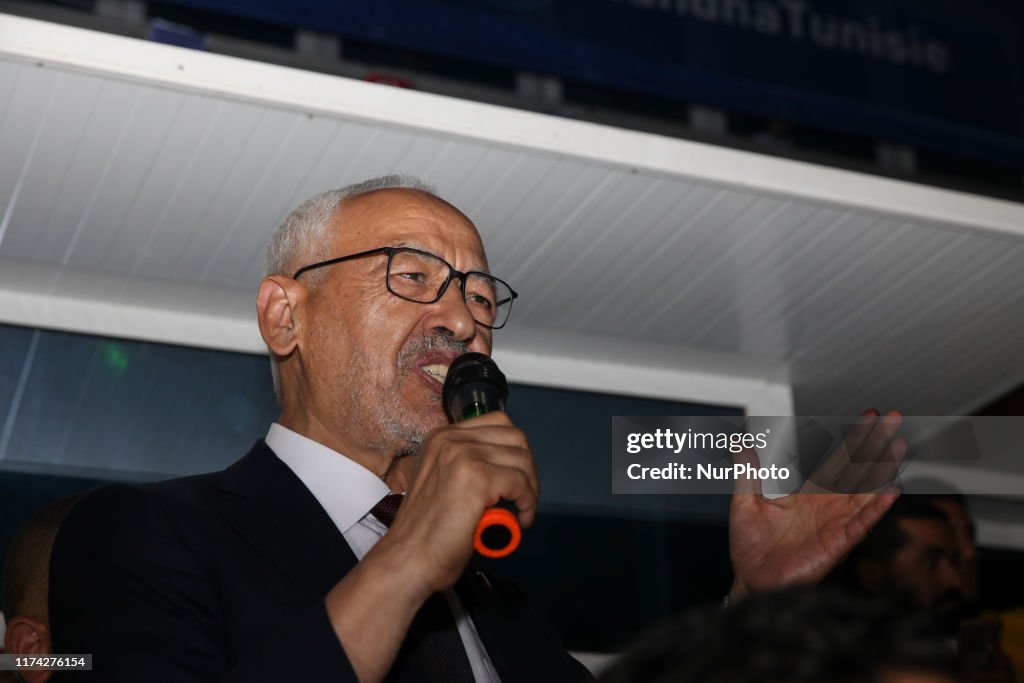Rached Ghannouchi Holds Press Conference After Claiming Tunisian Parliament Victory In Tunis