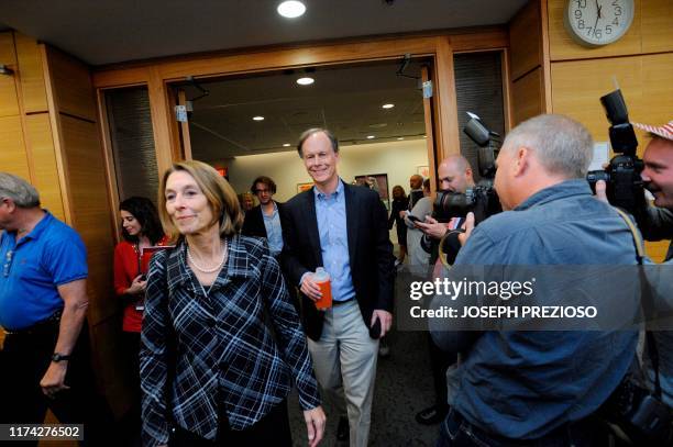 Dr. William G. Kaelin, Jr. MD, recipient of 2019 Nobel Prize in Physiology or Medicine, makes his way to a press conference at Dana-Farber Cancer...