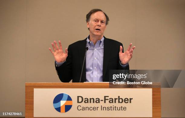 William G. Kaelin, Jr. Speaks during a press conference at the Dana-Farber Cancer Institute in Boston on Oct. 7, 2019. Kaelin was awarded the Nobel...