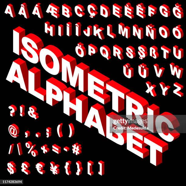 isometrische perspektive - alphabetische reihenfolge stock-grafiken, -clipart, -cartoons und -symbole