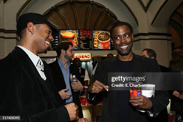 Marlon Wayans and Chris Rock during Los Angeles Premiere of DreamWorks Pictures' "NORBIT" at The Village in Westwood, California, United States.