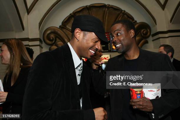 Marlon Wayans and Chris Rock during Los Angeles Premiere of DreamWorks Pictures' "NORBIT" at The Village in Westwood, California, United States.