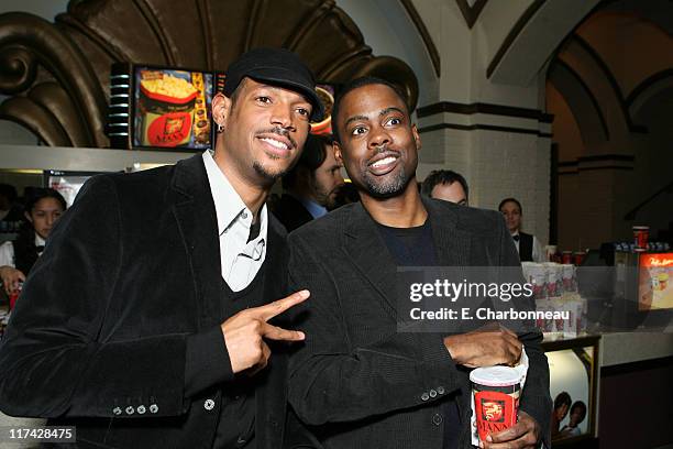 Marlon Wayans and Chris Rock during Los Angeles Premiere of DreamWorks Pictures' "NORBIT" at The Village in Westwood, California, United States.