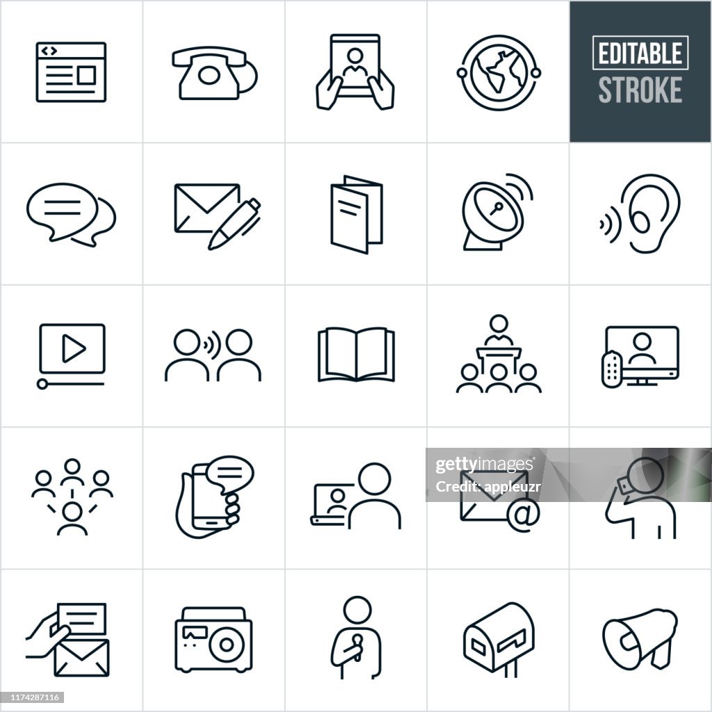 Communications Thin Line Icons - Editable Stroke