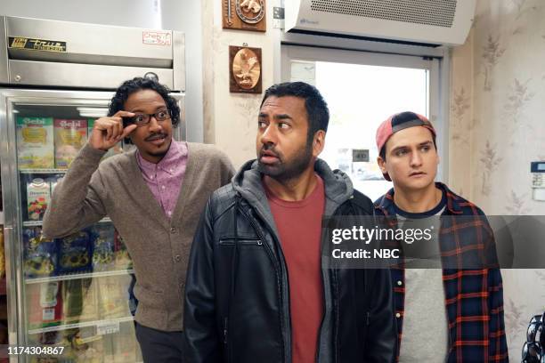 Dr. Potato" Episode 103 -- Pictured: Samba Schutte as Hakim, Kal Penn as Garrett, Moses Storm as Brady --