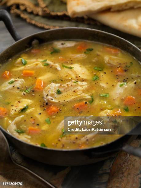 mulligatawny soup with naan - chicken soup stock pictures, royalty-free photos & images