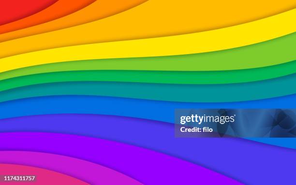 stockillustraties, clipart, cartoons en iconen met abstracte regenboog kleurrijke gelaagde achtergrond - regenboog