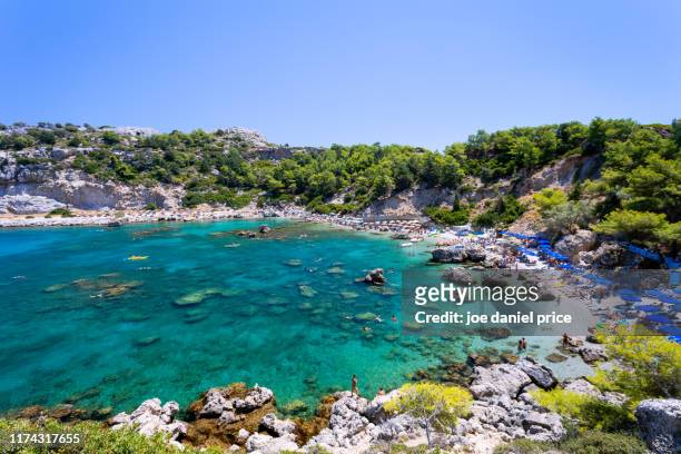 daytime, anthony quinn bay, kallithea, rhodes, greece - rhodes,_new_south_wales stock pictures, royalty-free photos & images
